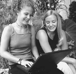 girls with a computer